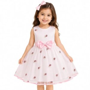 TAGAS Girls’ Long-Sleeve Floral Party Dress with Big Bow||Baby Girl Dress|| Frock for Girls|prinsses Dresses | Dress for Girls|