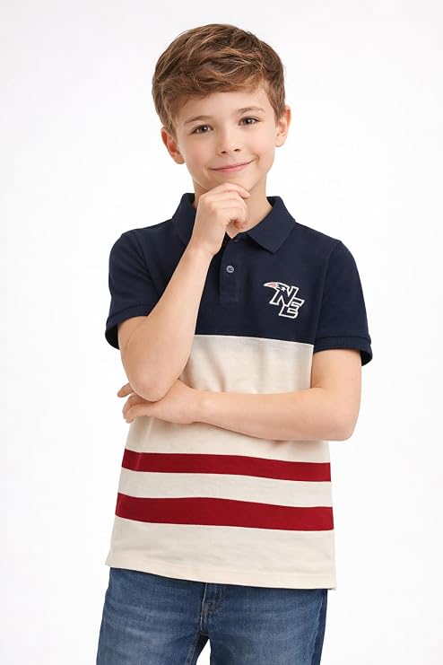 Alan Jones Clothing Boys Regular Fit Colorblocked Polo T-Shirt | Cotton Blend | Ribbed Hems | Ages 6-16 Years - Image 4