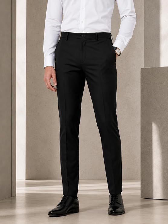 SaintX Men's Premium Stretchable Formal Trouser with Techno Flex Waistband | Slim Fit Pants | Italian Design | Office Wear - Image 5