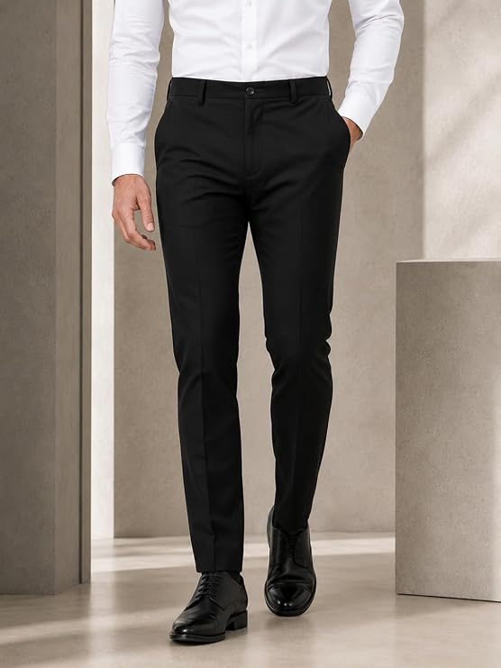 SaintX Men's Premium Stretchable Formal Trouser with Techno Flex Waistband | Slim Fit Pants | Italian Design | Office Wear - Image 2