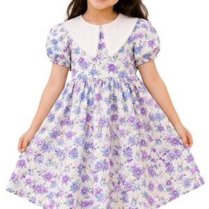 TAGAS Girls Floral Frock Dress with Bow | Sleeveless Princess Dress with Front Pockets | Elegant Birthday, Wedding Dress for Girls