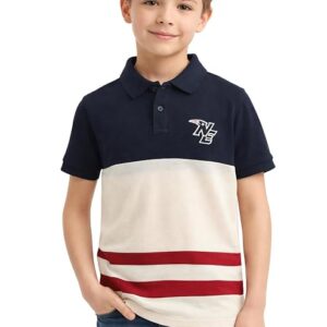 Alan Jones Clothing Boys Regular Fit Colorblocked Polo T-Shirt | Cotton Blend | Ribbed Hems | Ages 6-16 Years