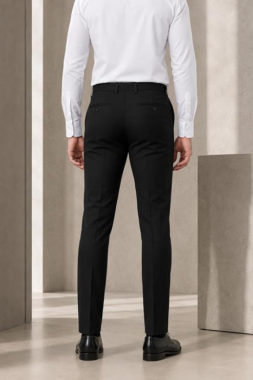 SaintX Men's Premium Stretchable Formal Trouser with Techno Flex Waistband | Slim Fit Pants | Italian Design | Office Wear - Image 4